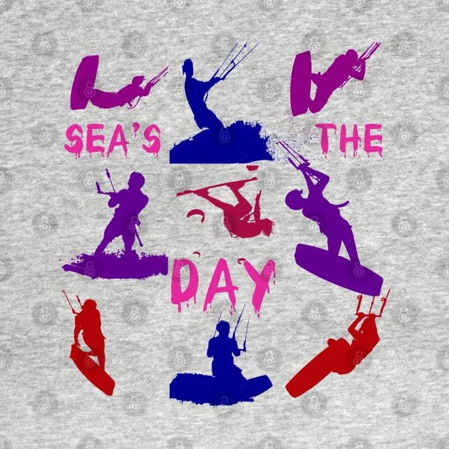 Kitesurfer Silhouette Pattern With Seas The Day Quote by taiche